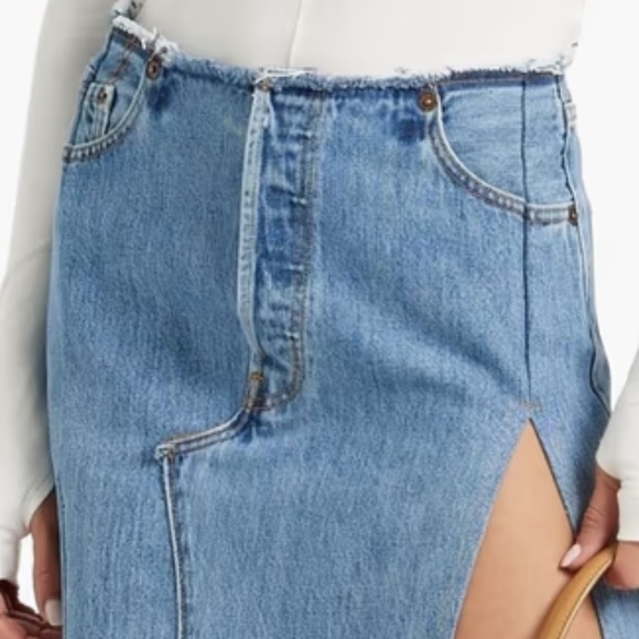 Vintage EB Denim Robi frayed denim midi skirt sz 25 NWT $450 - Picture 5 of 16